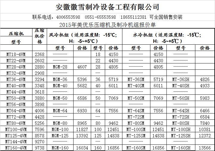2015年美優(yōu)樂壓縮機(jī)及制冷機(jī)組最新價格.png